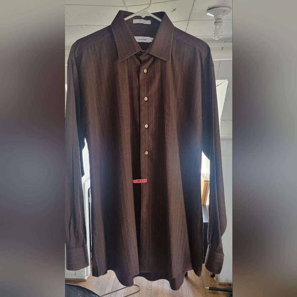 Calvin Klein Brown Dress Shirt Classic Design